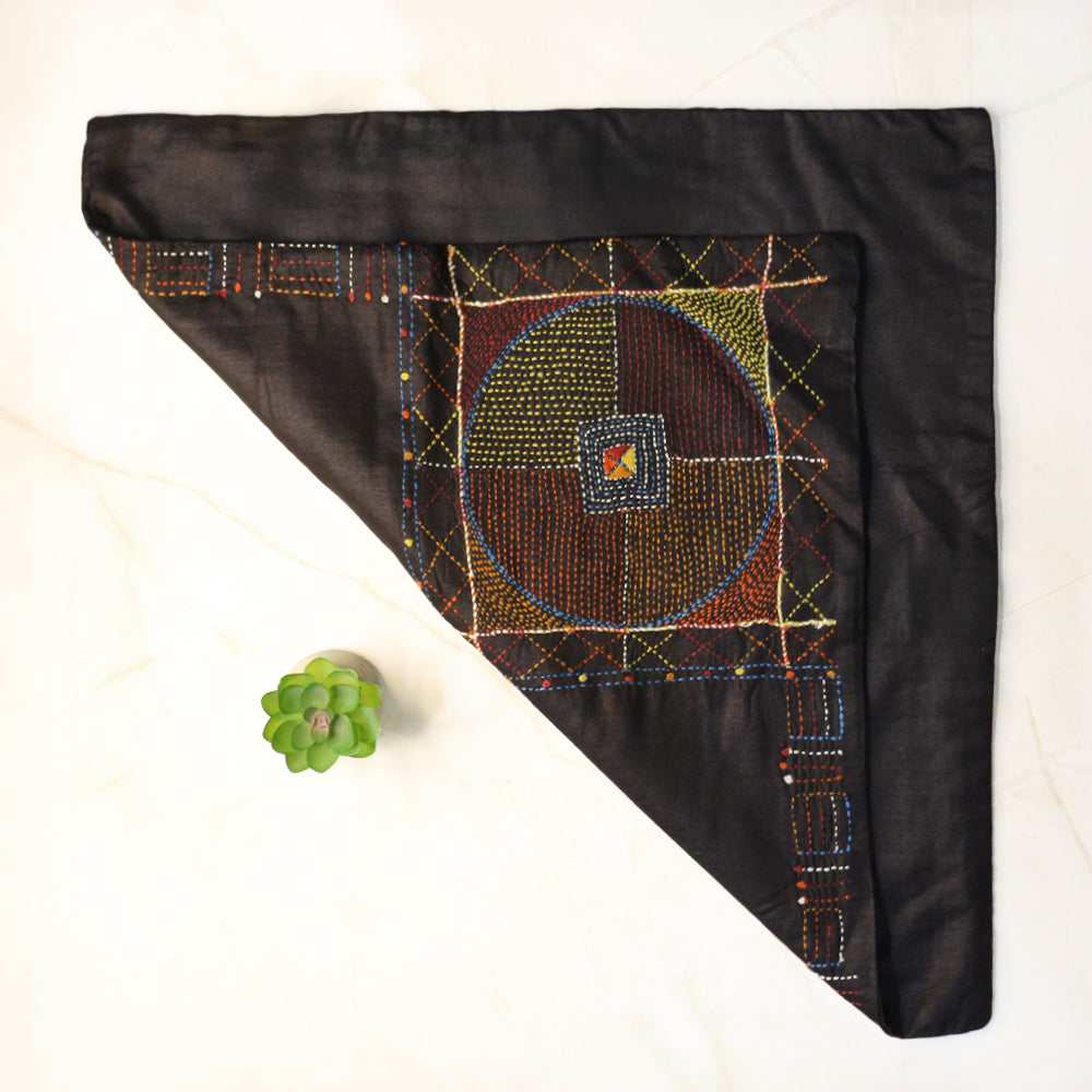 Hand Embroidered Silk Cushion Covers - Black