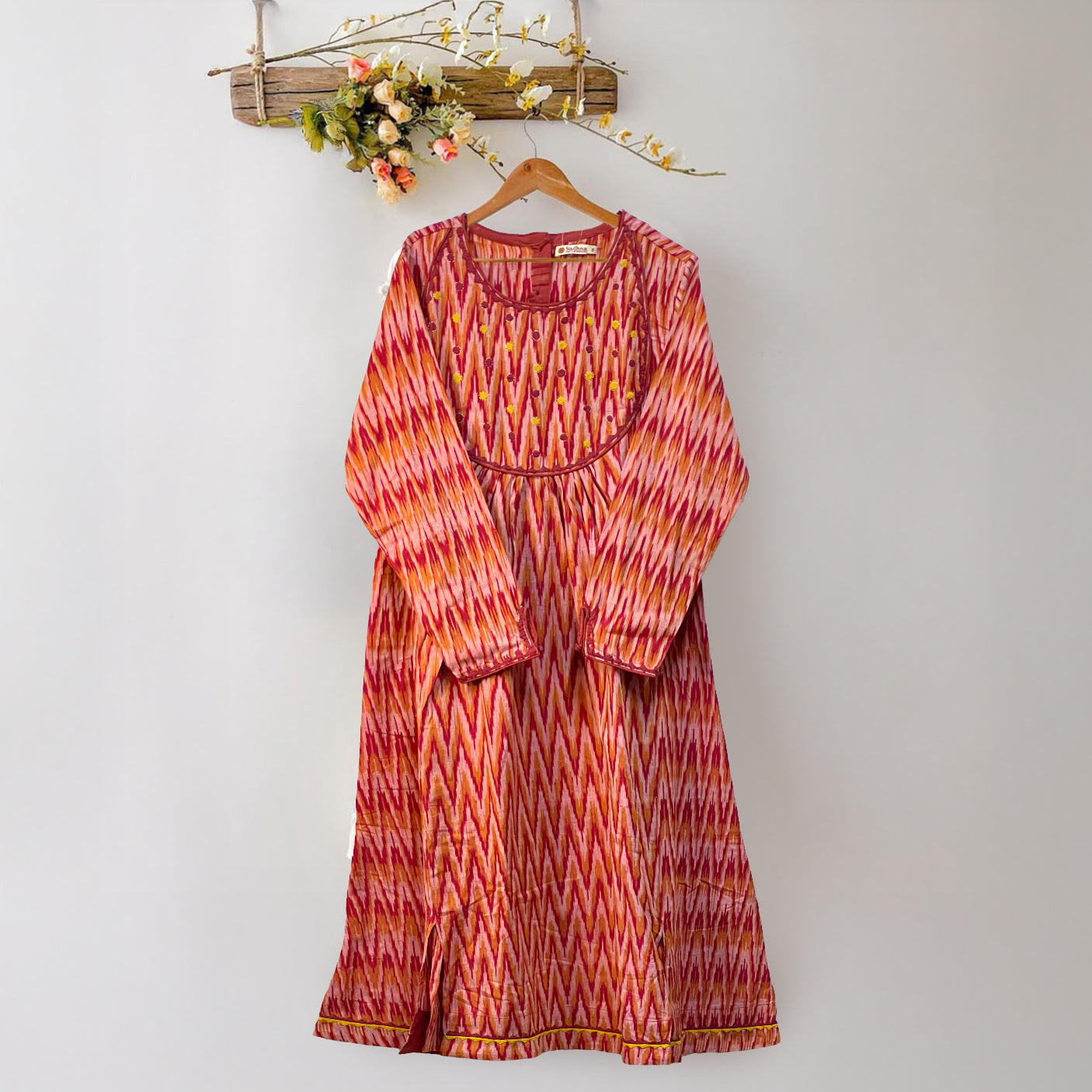 Artisan Ikkat Kurta - Red