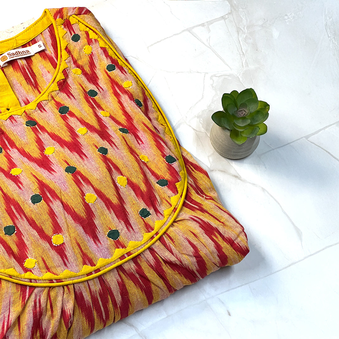 Artisan Ikkat Kurta - Yellow