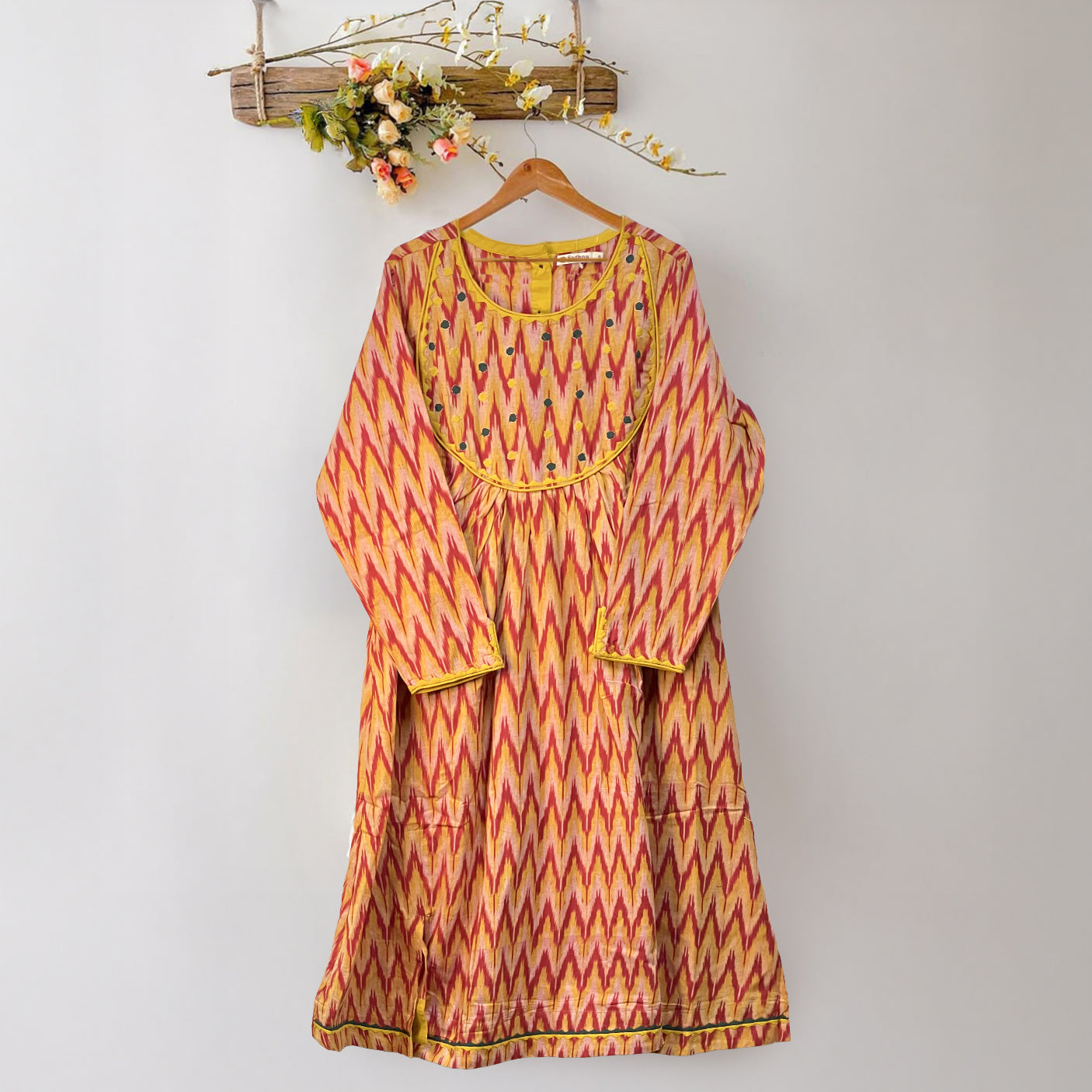 Artisan Ikkat Kurta - Yellow