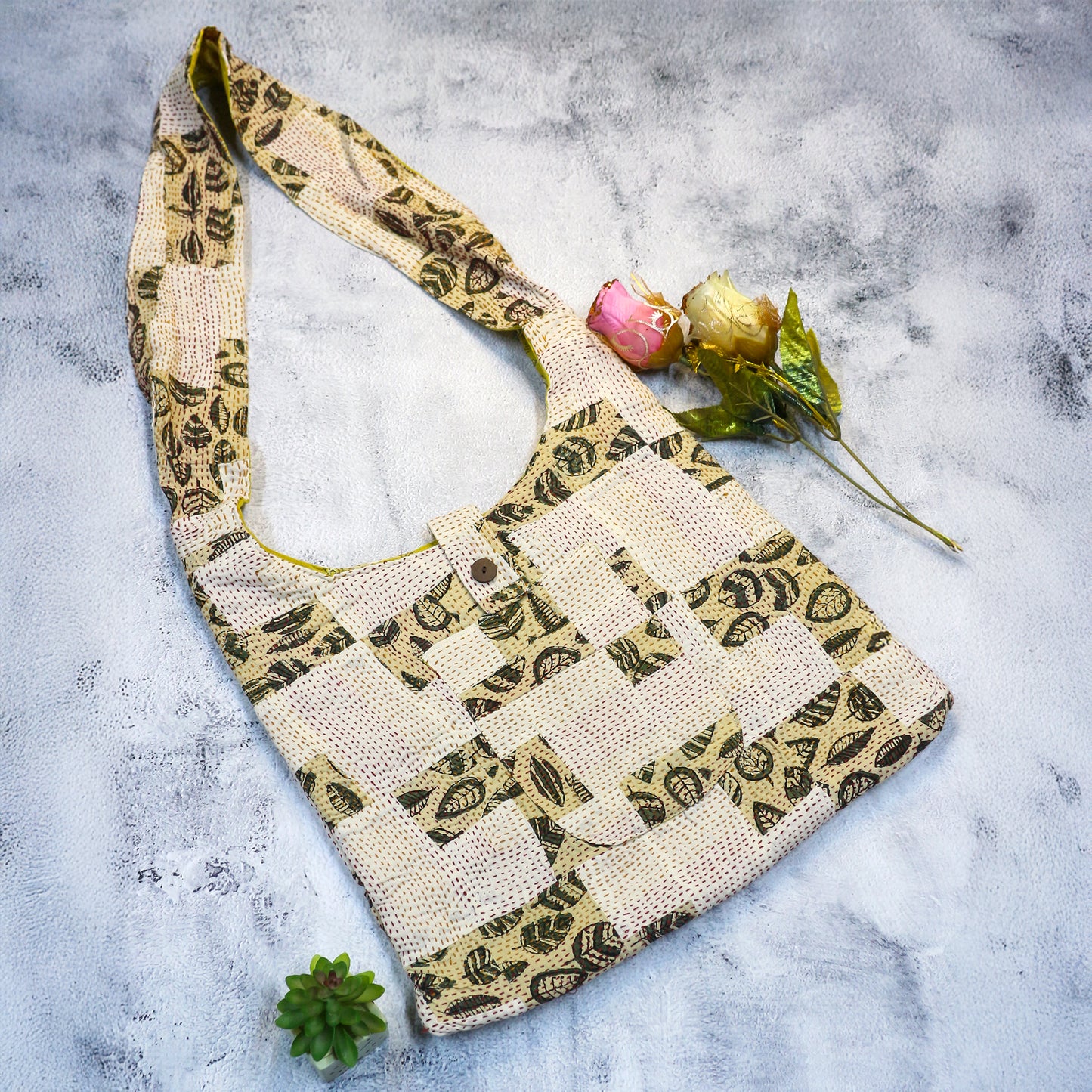 Handcrafted Kantha & Patchwork Jhola Bag