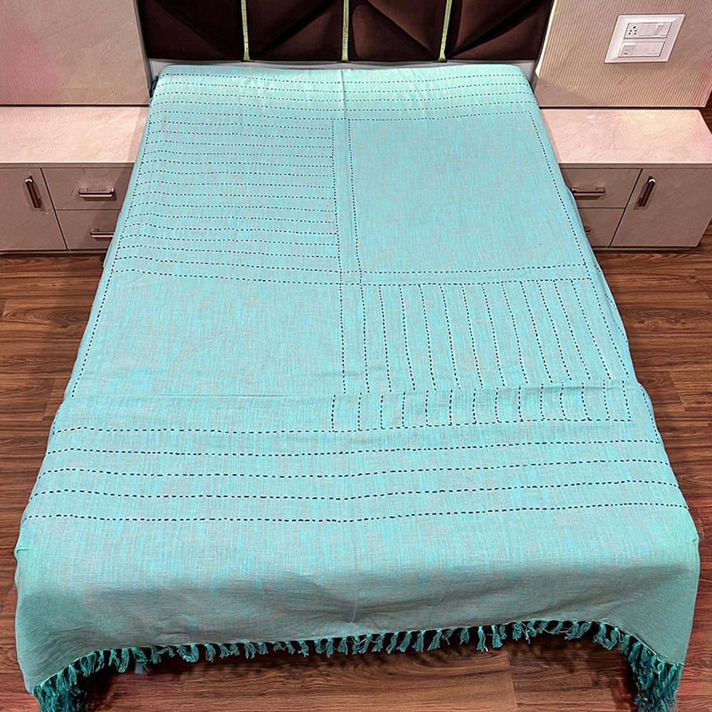 Handloom Harmony Double Bed Bedcover - Sky Blue