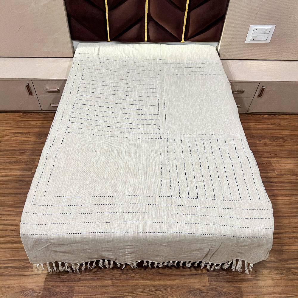 Handloom Harmony Double Bed Bedcover - White