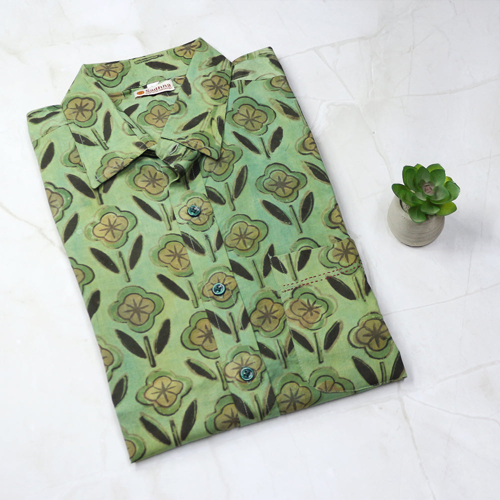 Summer Shore Men’s Cotton Shirt – Herb Green