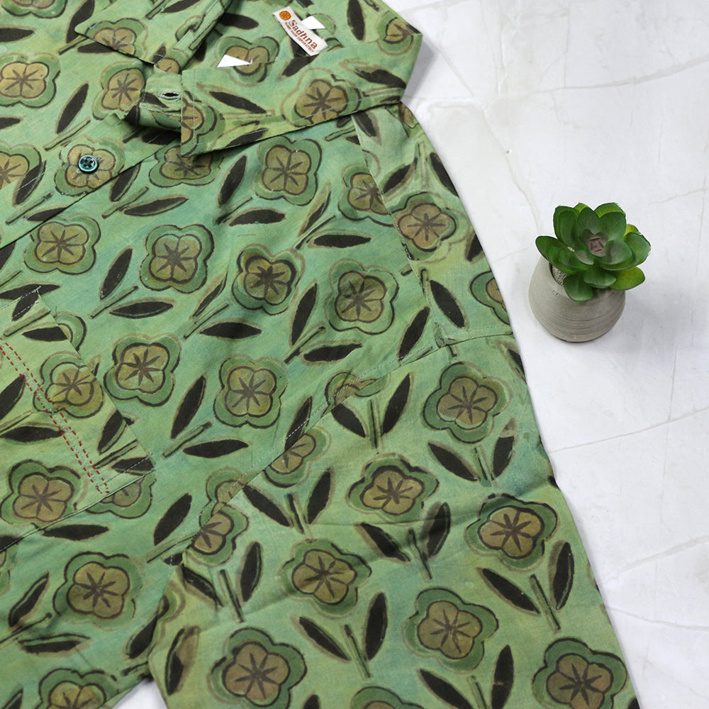 Summer Shore Men’s Cotton Shirt – Herb Green