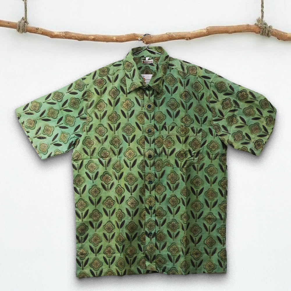 Summer Shore Men’s Cotton Shirt – Herb Green