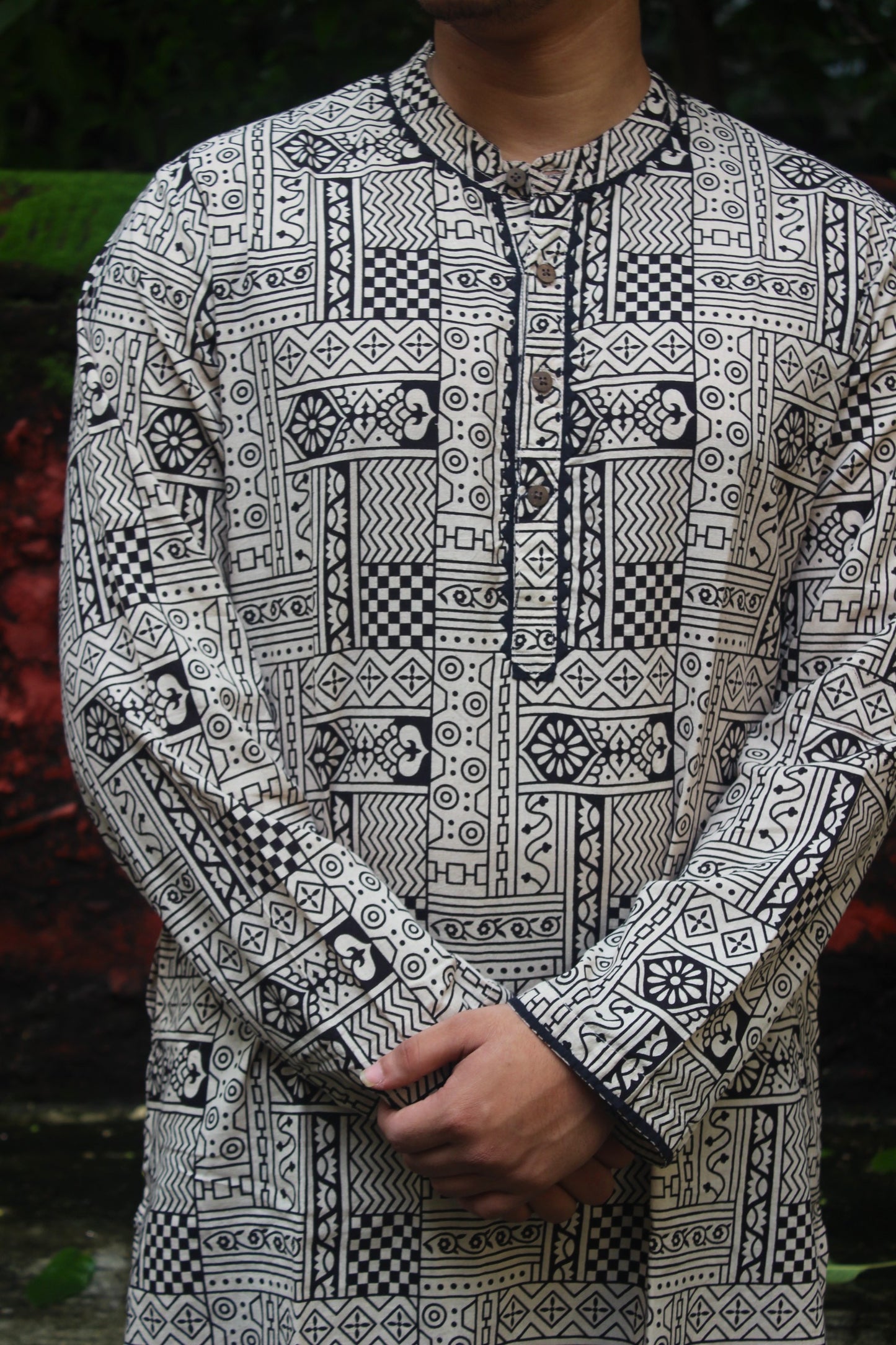 Indie Ajrakh Kurta - Black