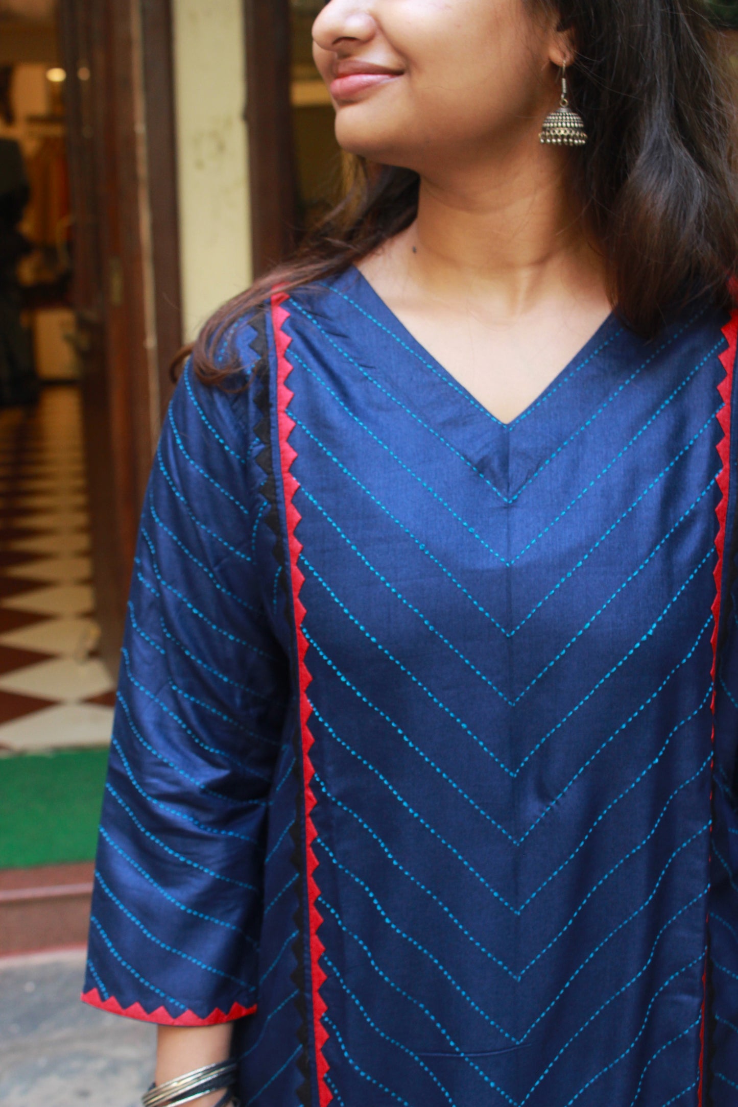 Festive Blue Tanka Kurta