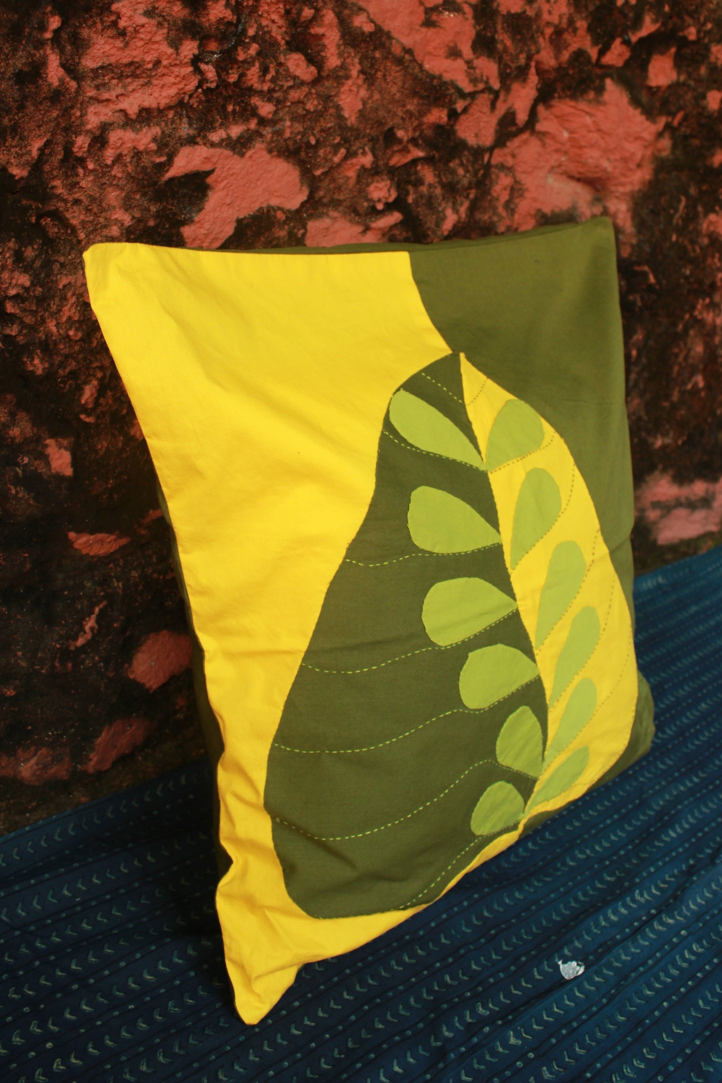 Golden Peepal Cushion Cover