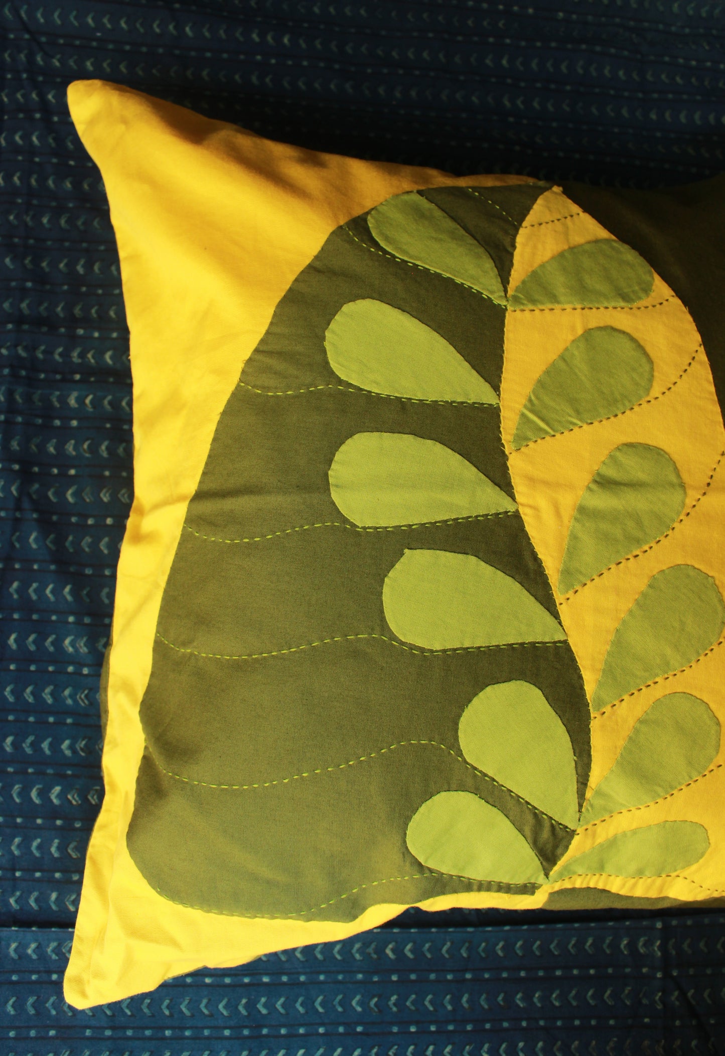 Golden Peepal Cushion Cover