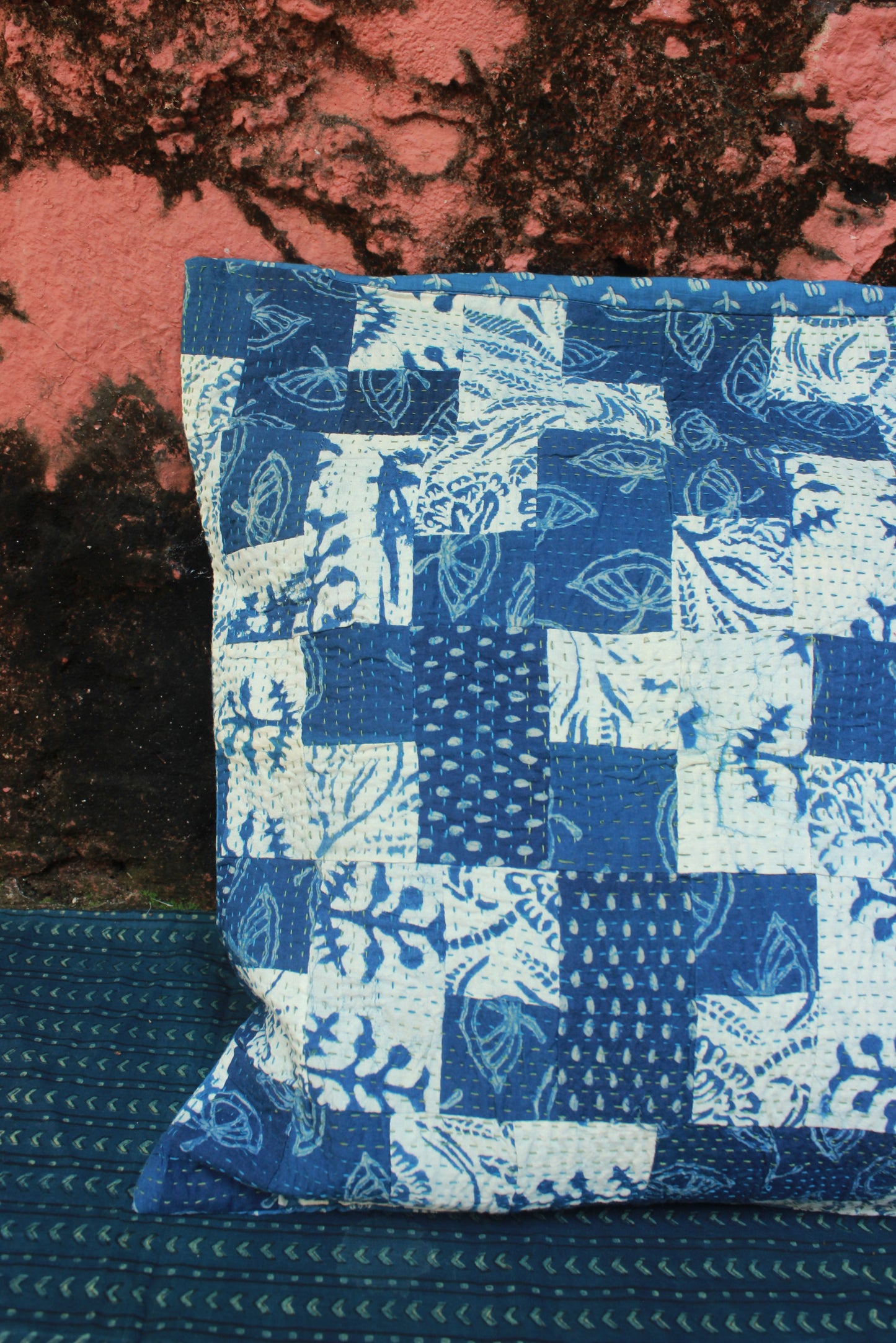 Indigo Meadow Cotton Cushion Cover