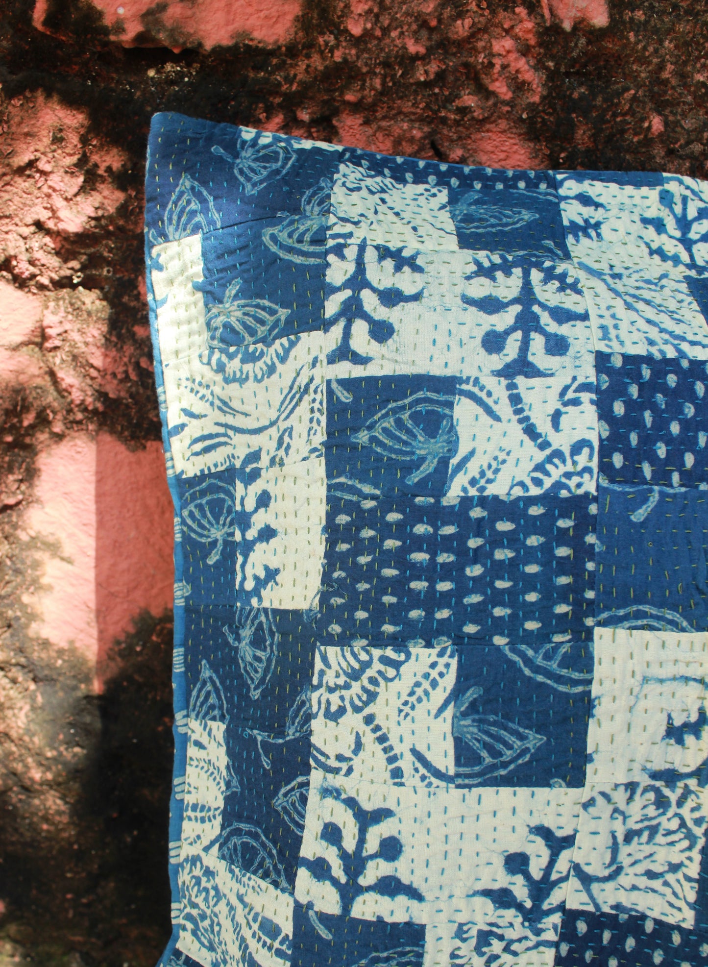 Indigo Meadow Cotton Cushion Cover