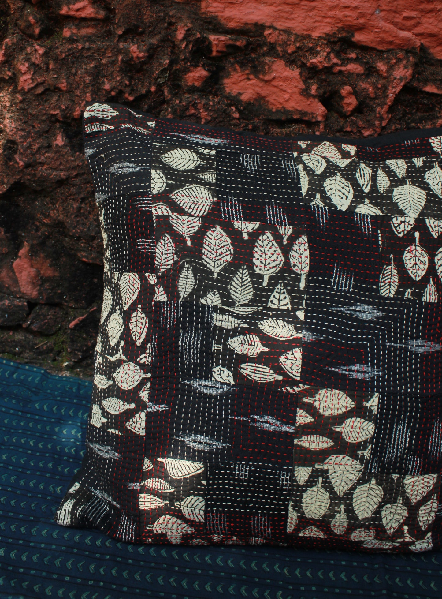 Earthy Patchwork Cotton Cushion Cover