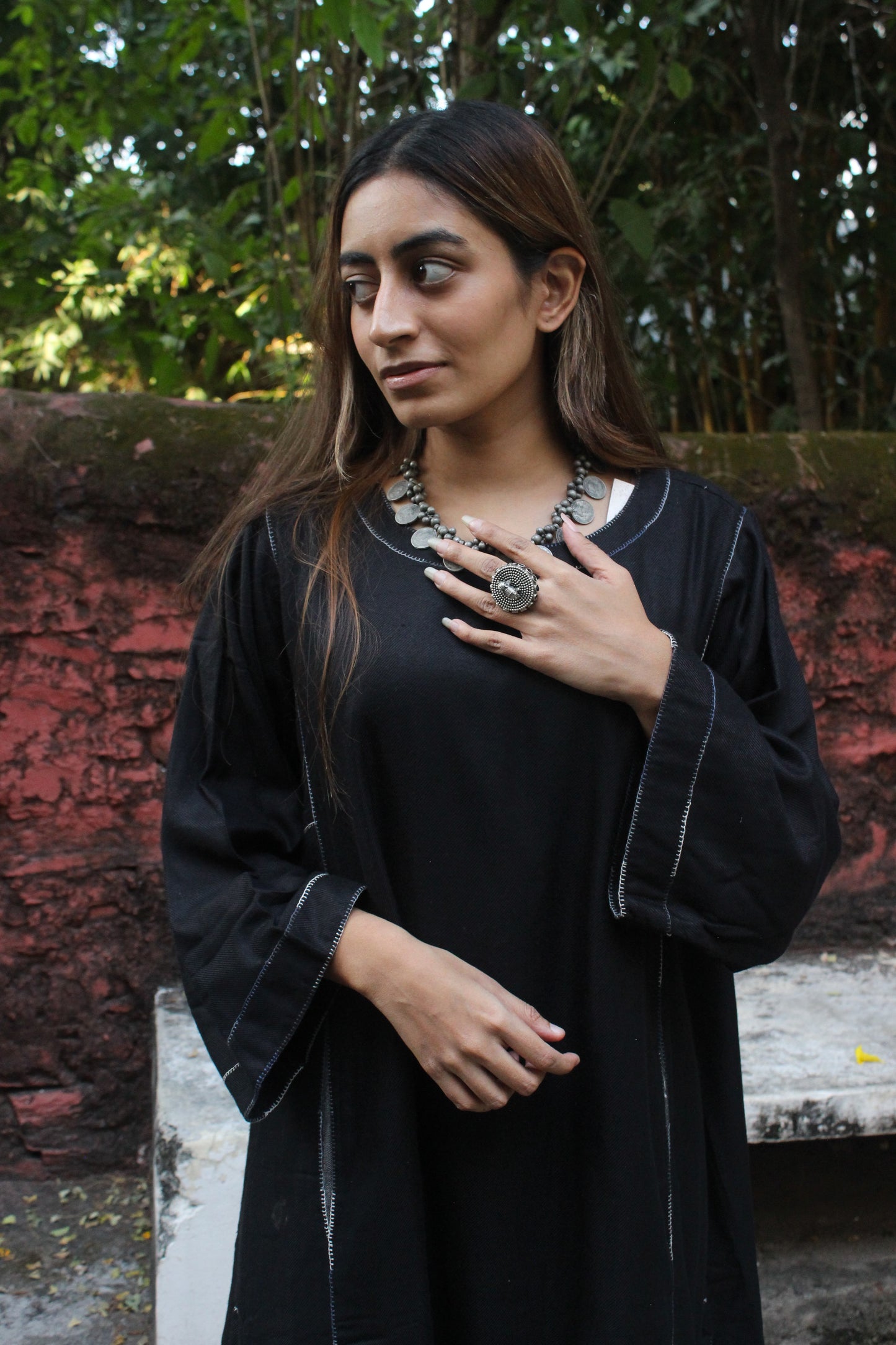Stylish Black Bamboo Fabric Dress - Black