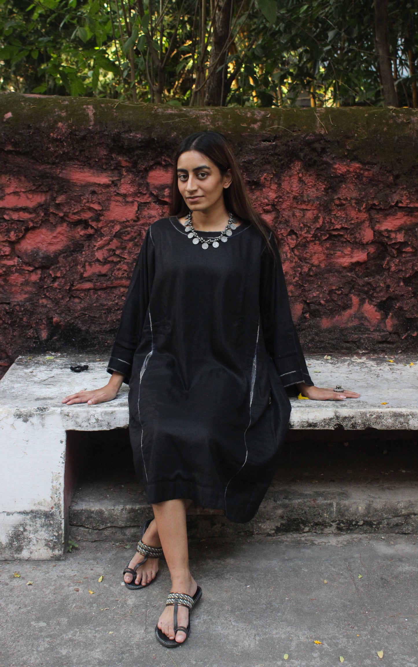 Stylish Black Bamboo Fabric Dress - Black