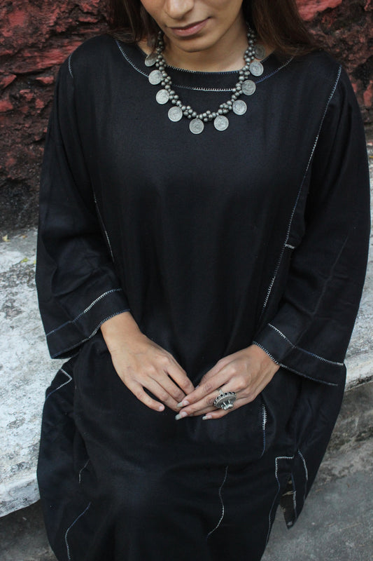 Stylish Black Bamboo Fabric Dress - Black