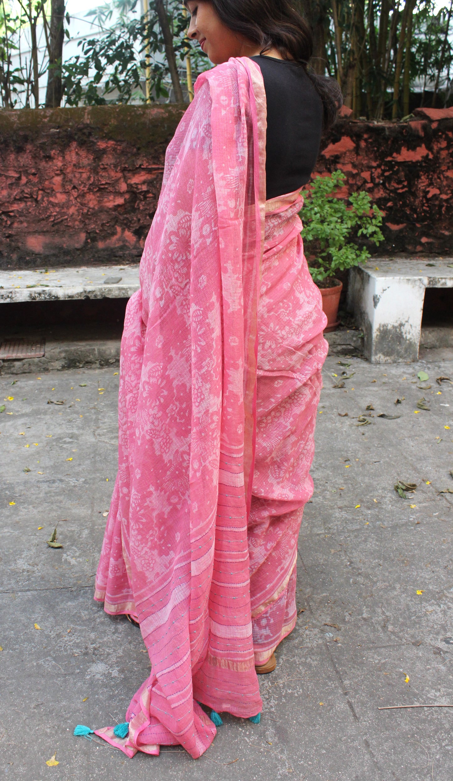 Floral Pink Kota Doriya Saree