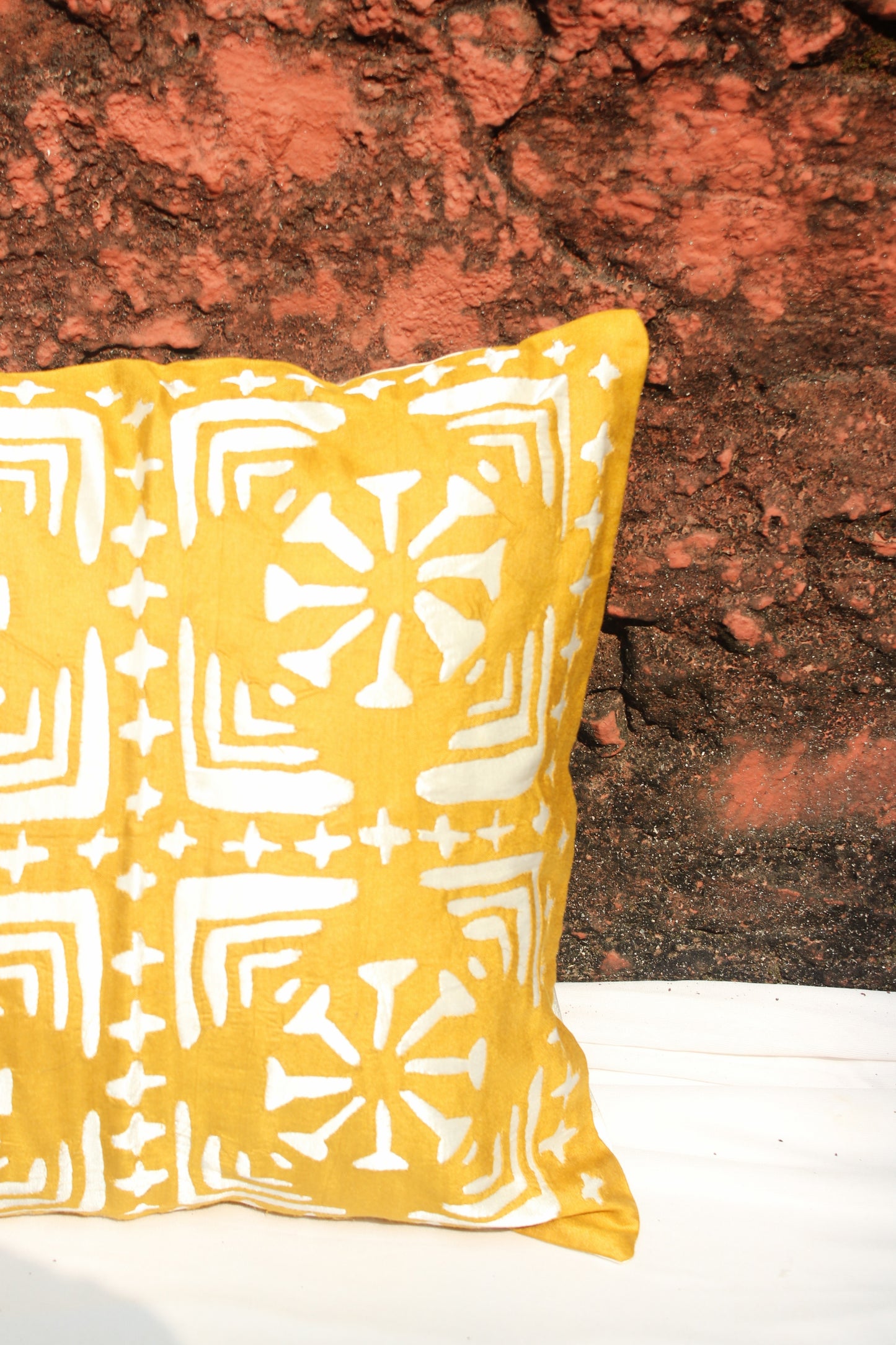 Golden Yellow Satin Silk Cushion Cover