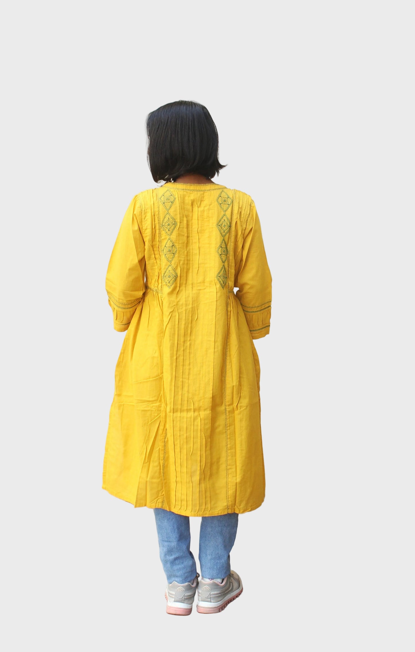 Nazm Pintuck Kurta - Yellow