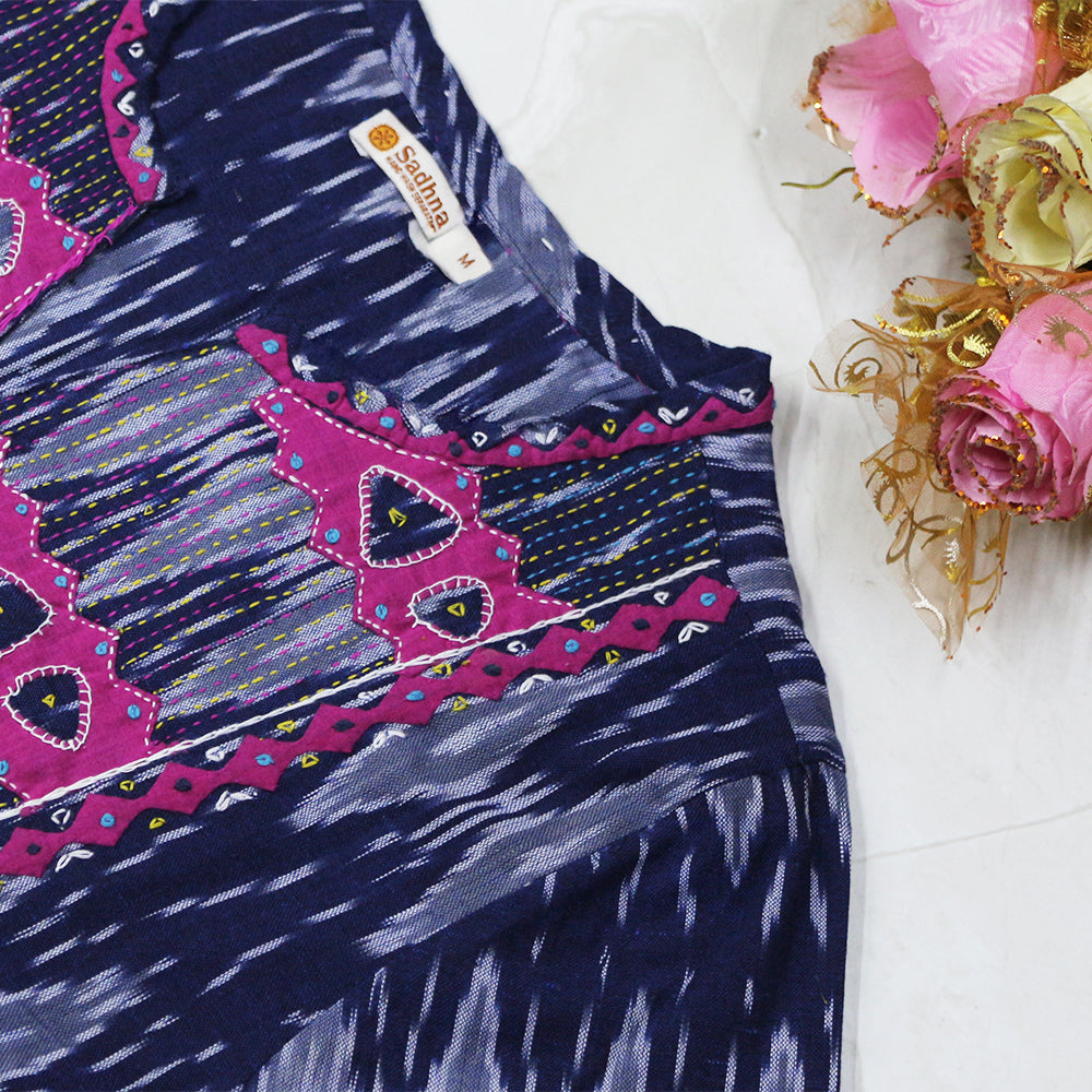 Katha Ikkat - Pink Applique