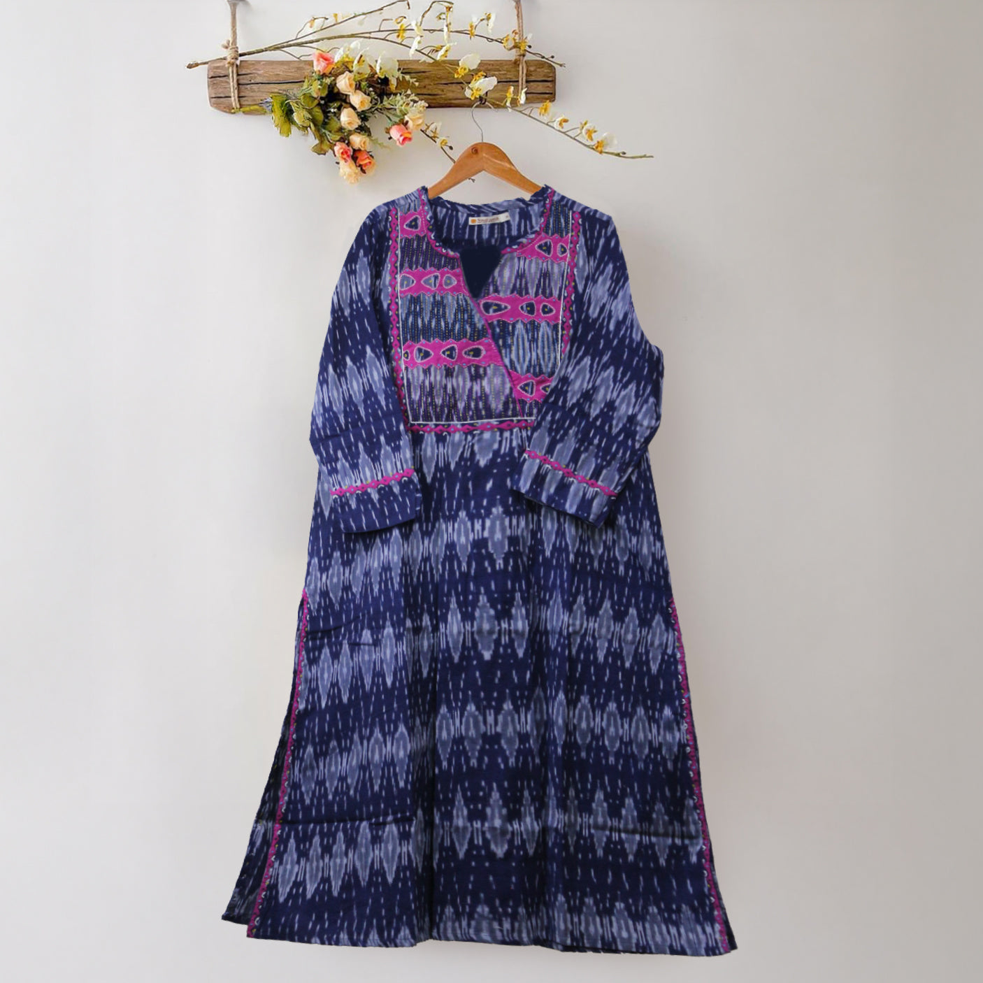 Katha Ikkat - Pink Applique