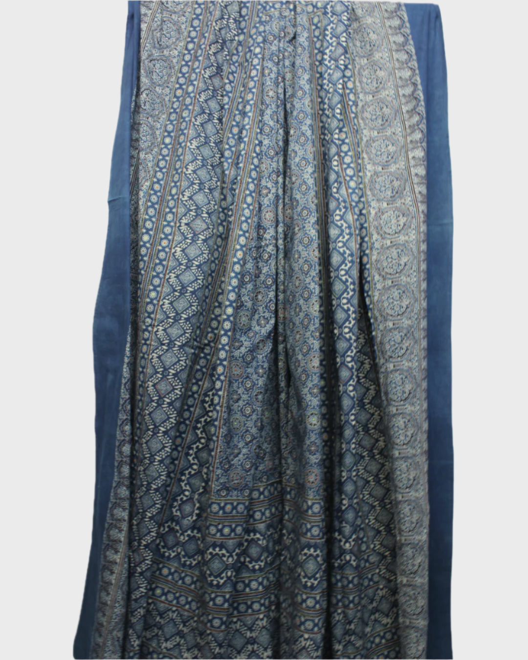 Handcrafted Ajrakh Print Double Bedcover - Blue