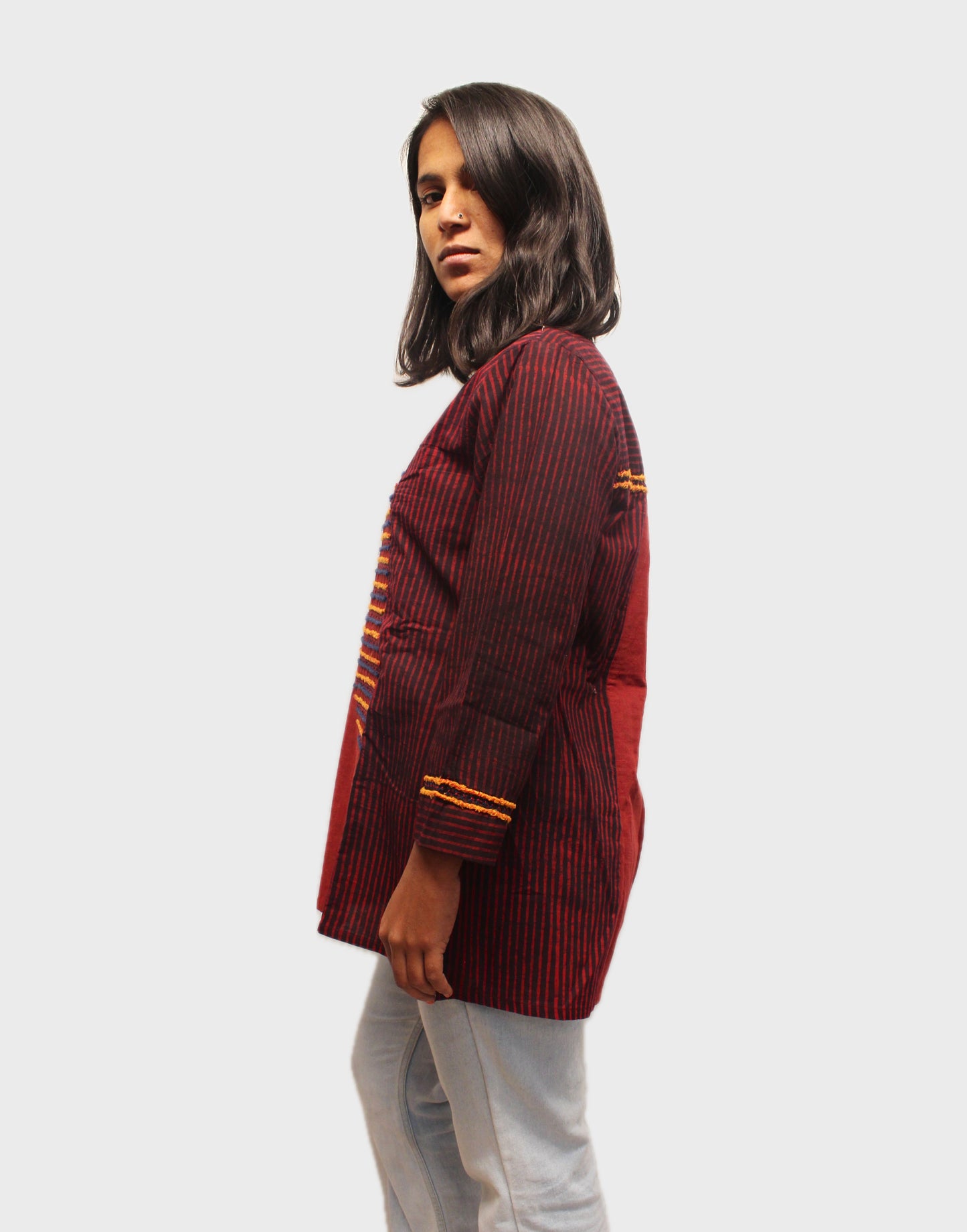 Sunrise Elegance Cotton Top - Maroon