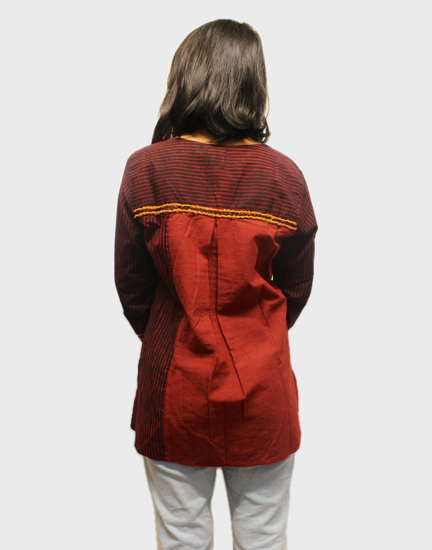 Sunrise Elegance Cotton Top - Maroon