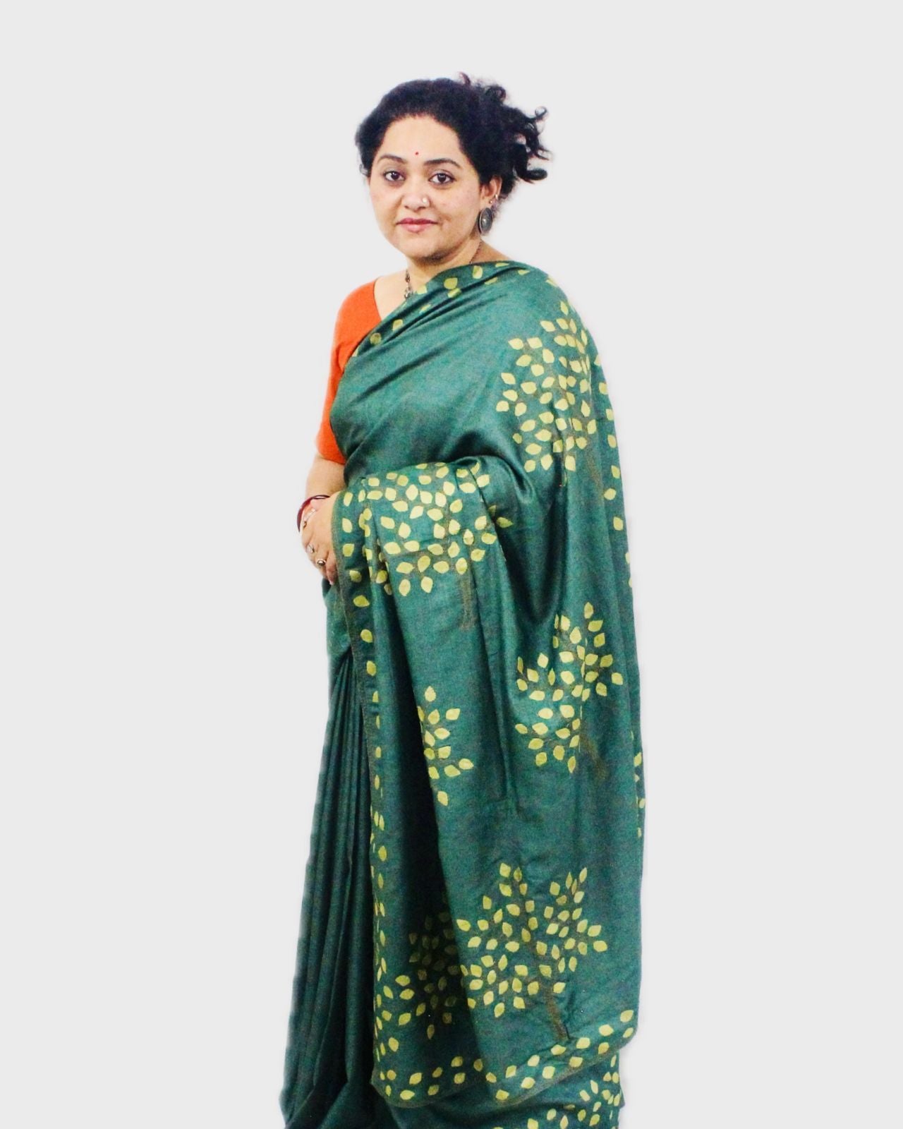 Silk Tree Appliqué Saree