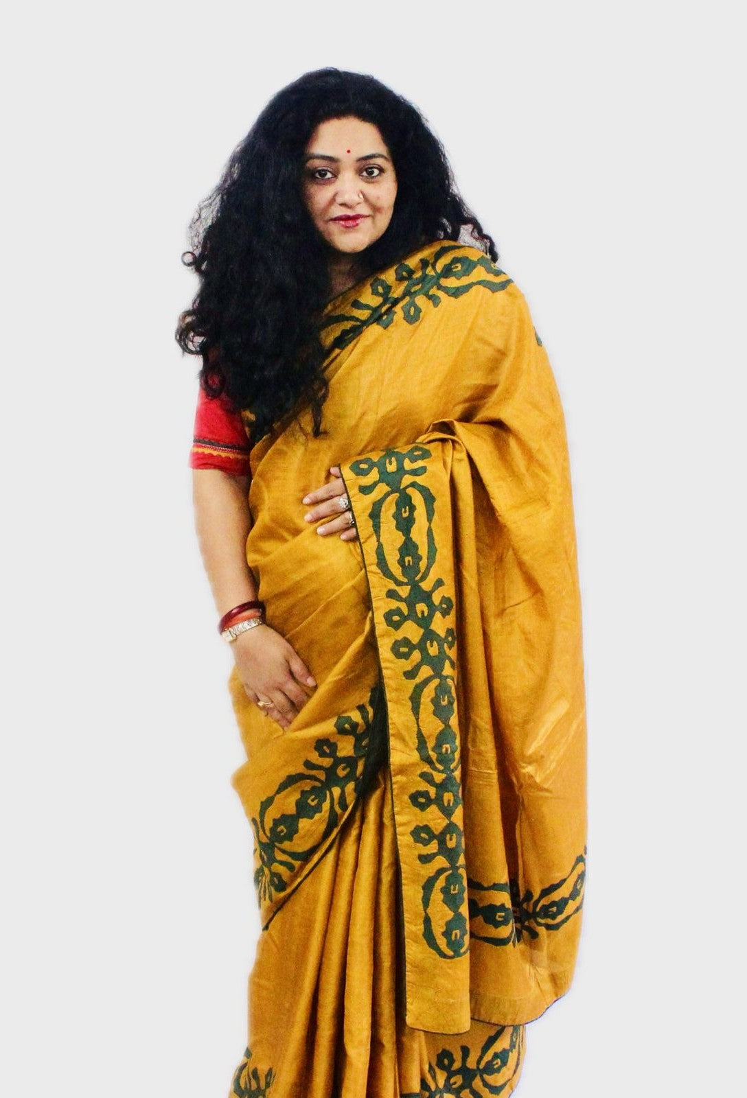 Golden Aura Appliqué Silk Saree
