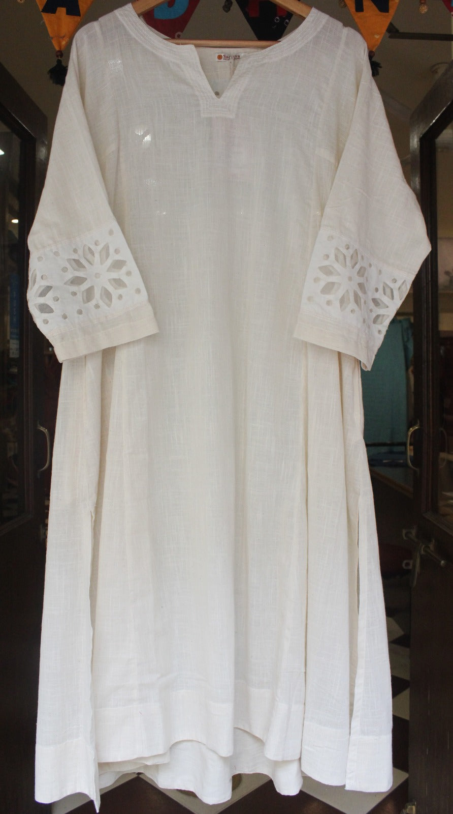 Kurta Cotton White with Applique