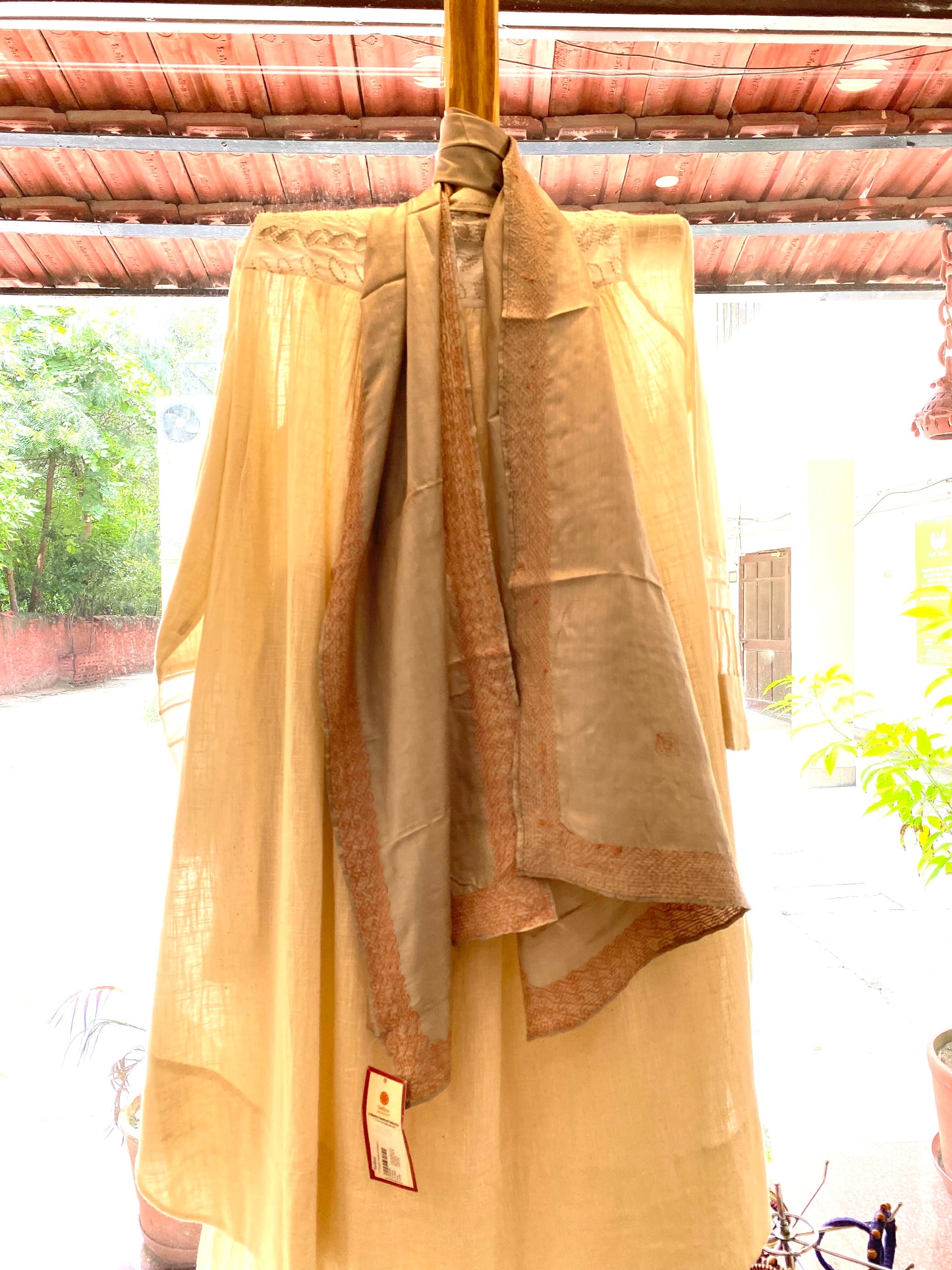 Grey Silk Hand Embroidered Stole