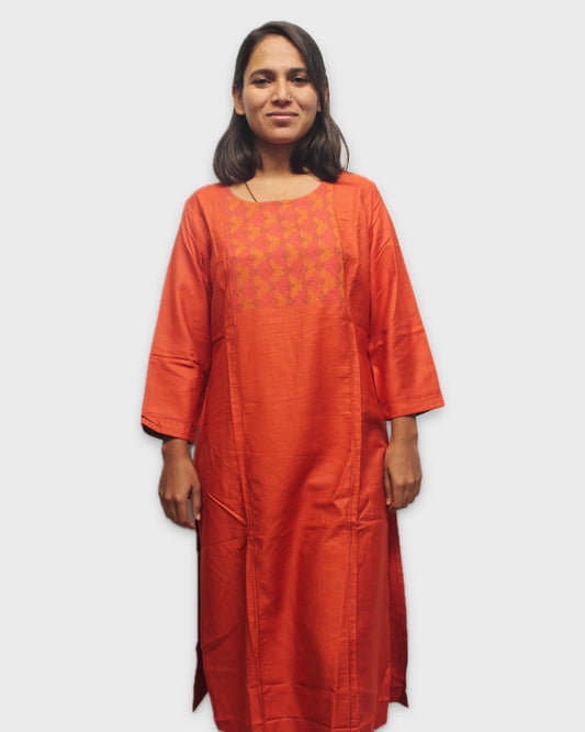 Silk Grace Hand-Embroidered Kurta