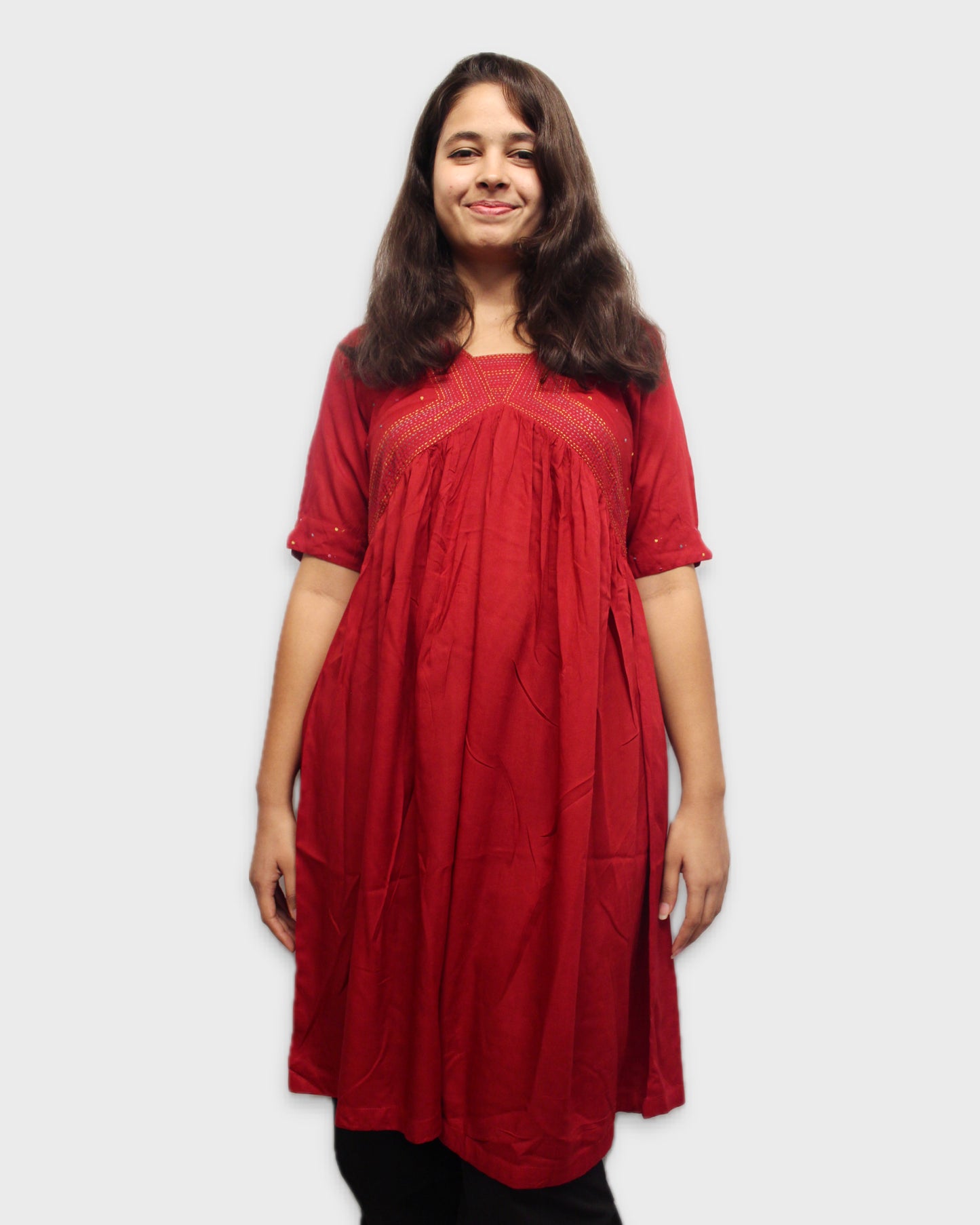 Luxe Silk Modal Kurta - Red