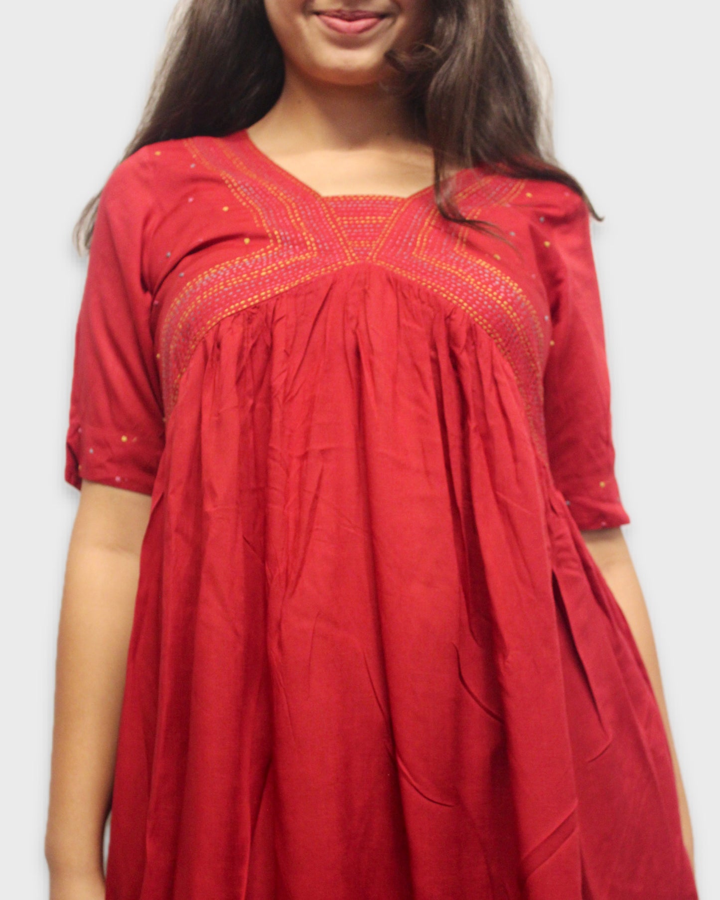 Luxe Silk Modal Kurta - Red