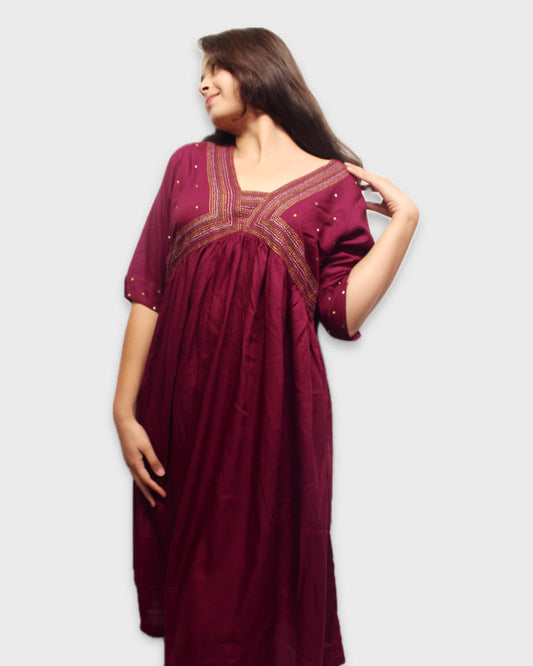 Silk Modal Kurta - Purple