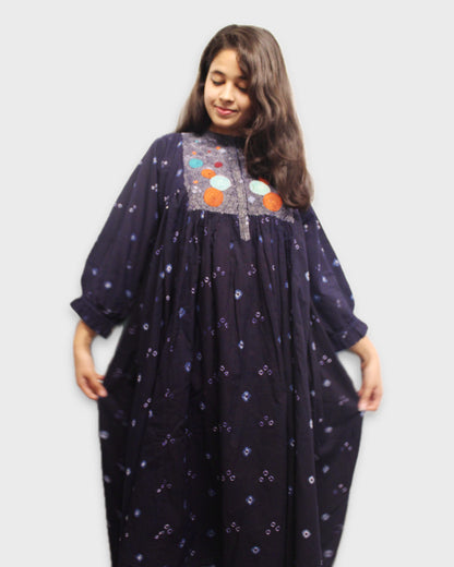 Dark Blue Bandhani Kurta