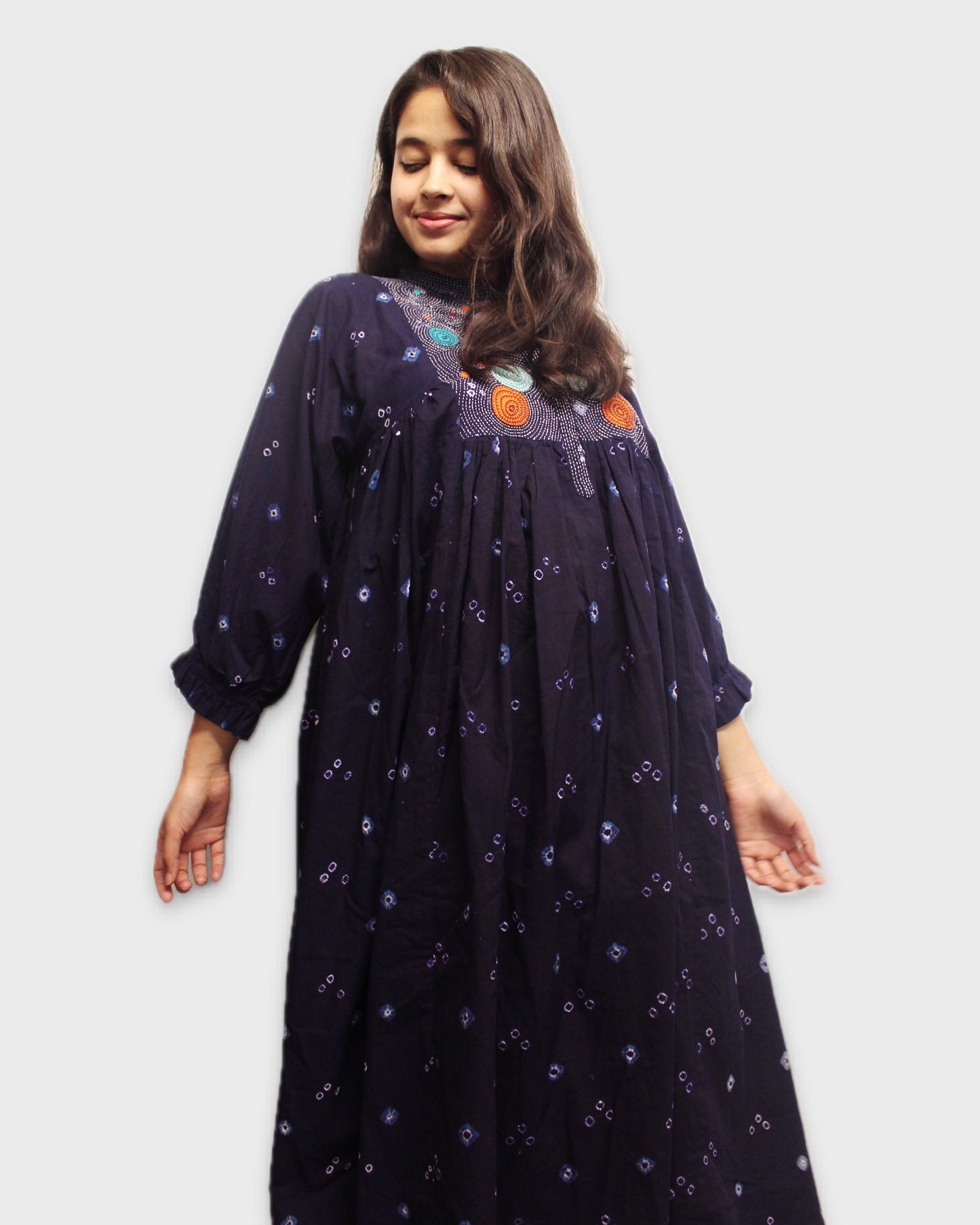 Dark Blue Bandhani Kurta