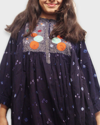 Dark Blue Bandhani Kurta