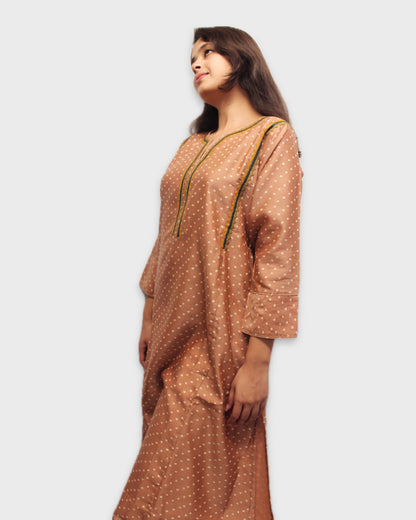 Silk Bandhani Charm Kurta