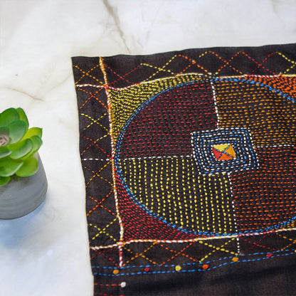 Hand Embroidered Silk Cushion Covers - Black