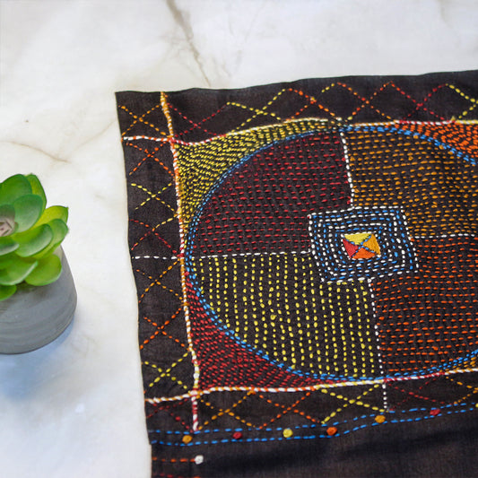 Hand Embroidered Silk Cushion Covers - Black
