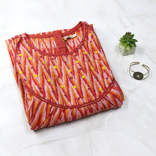 Artisan Ikkat Kurta - Red