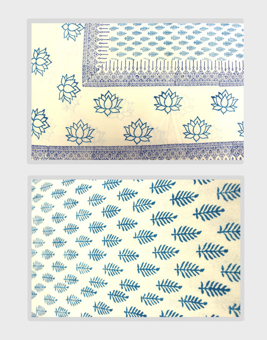 Lotus Serenity Block Printed Bedcover