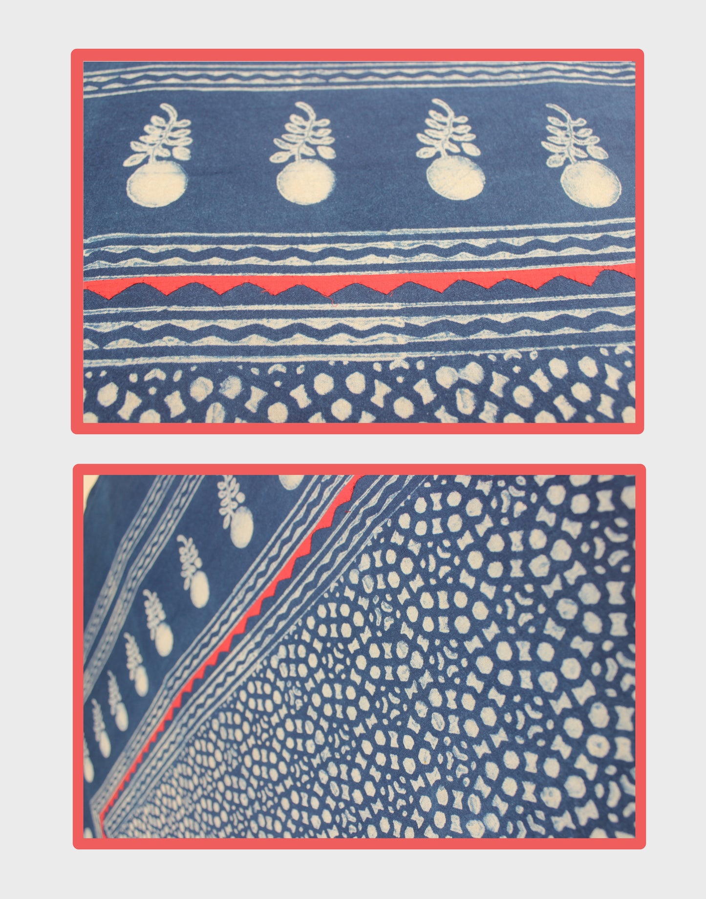 Indigo Bliss Appliqué & Block Print Bedsheet