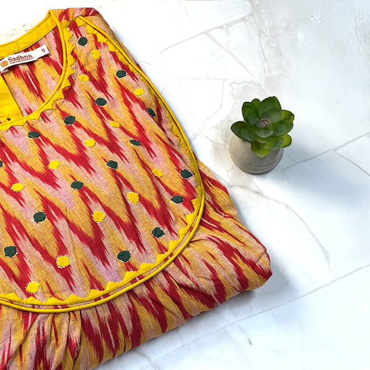 Artisan Ikkat Kurta - Yellow