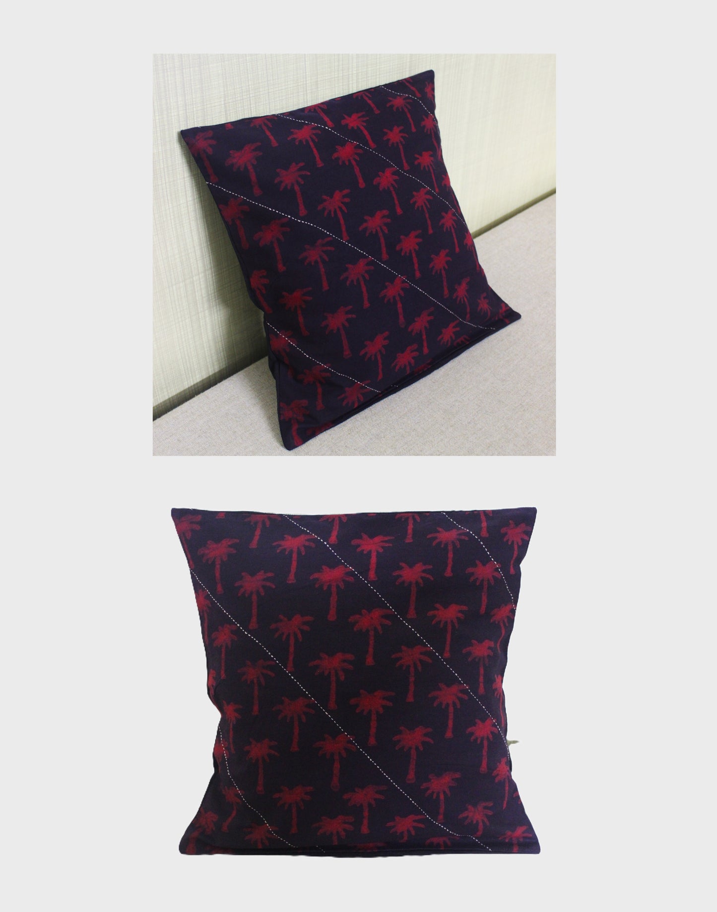 Block Printed Tanka Cushion Cover - Marron