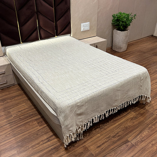 Handloom Harmony Double Bed Bedcover - White