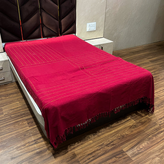Handloom Harmony Double Bed Bedcover - Red