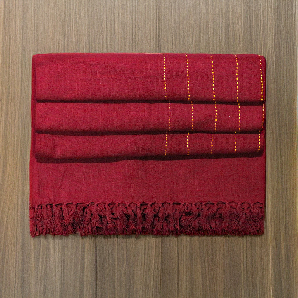 Handloom Harmony Double Bed Bedcover - Red